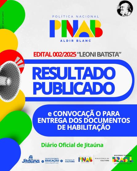 Resultado Preliminar da Seleção de Projetos da PNAB Jitaúna e divulgado Resultado Preliminar da Seleção de Projetos da PNAB Jitaúna e divulgado
