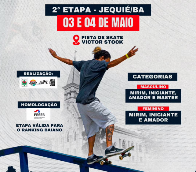Jequié sediará 2ª Etapa da Liga Baiana de Skate do Interior Jequié sediará 2ª Etapa da Liga Baiana de Skate do Interior