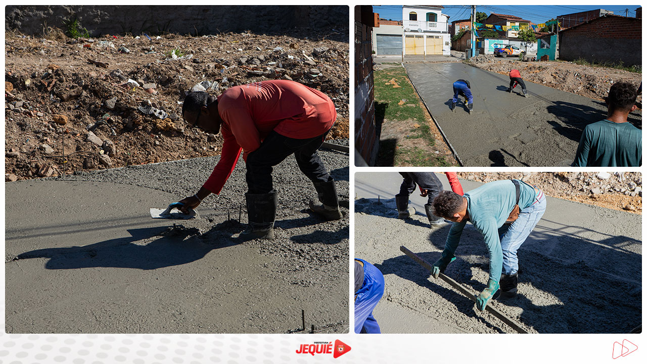 Prefeitura de Jequié avança com obras de pavimentação e leva mais infraestrutura às ruas do Curral Novo e Jequiezinho