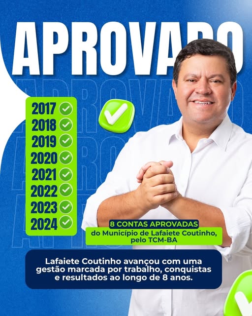 Ex-prefeito destaca avanços e faz balanço de oito anos de gestão em Lafaiete Coutinho Ex-prefeito destaca avanços e faz balanço de oito anos de gestão em Lafaiete Coutinho